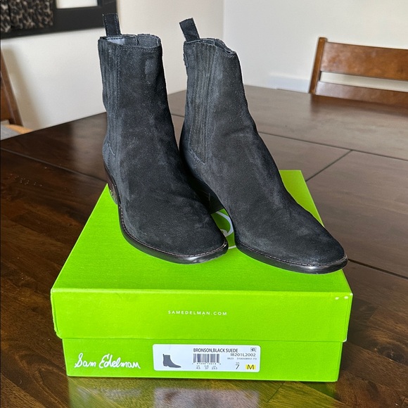 SAM EDELMAN Bronson Black Suede Ankle Booties - Picture 4 of 15
